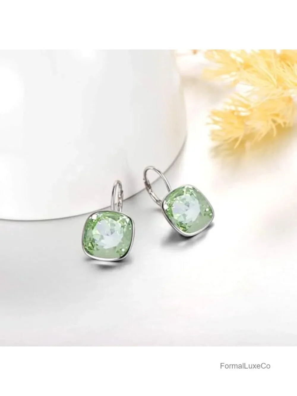 925 Sterling Silver Leverback Crystal Earrings Hypoallergenic Dangle Jewelry